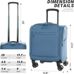 Verage Under Seat Luggage with Wheels, Softside Small Suitcase Spinner Carry On - Image 2