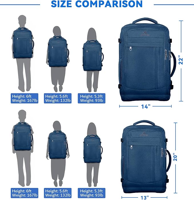 Large Travel Laptop Backpack for Men, 50L Carry On Backpack, Expandable Laptop - Image 8