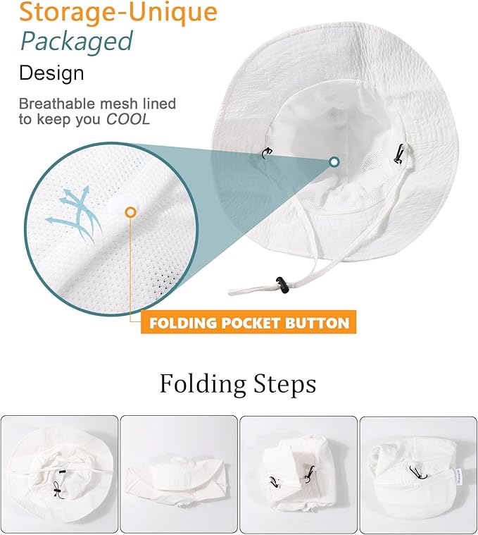 Water-Resistant Sun UPF 50+ Bucket Hat Protection Packable Brimmed Boonie - Image 4