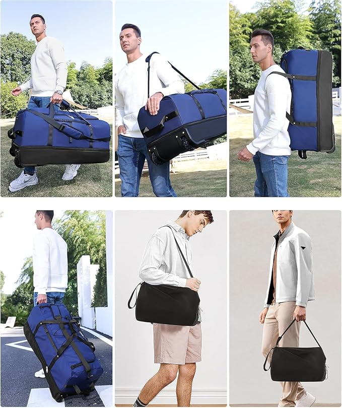 Rolling Duffle Bag with Wheels, 110L/140L Expandable Soft-Sided Foldable Duffle - Image 7