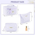 Makeup Bag 3 PCS Cosmetic Bags for Women, Large Travel Make up Bag Set Cute - Image 6