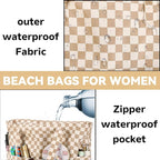 LEDAOU Large Beach Tote Bag Women Waterproof Sandproof Zipper Beach Tote Bag - Image 4