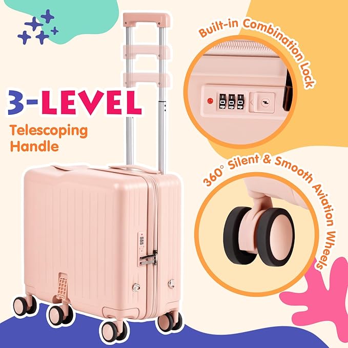 Kids Ride-On Luggage, Foldable Pedal, Hidden Cup Holder & Combination Lock - Image 2