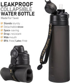 TakeToday Collapsible Water Bottles 20oz, Leak Proof, Foldable Silicone Travel - Image 4