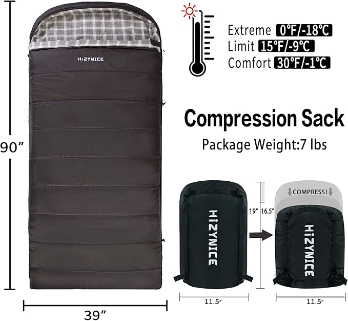 0 Degree Sleeping Bag 100% Cotton Flannel XXL - Image 2