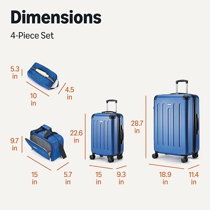 Amazon Basics 4-Piece Luggage Set, Including Two Hardside Suitcases - Image 7