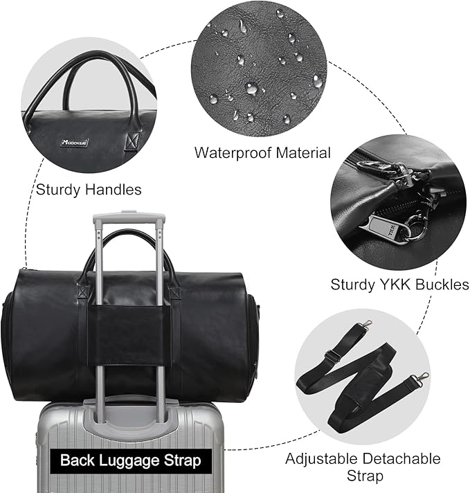 Modoker Convertible Leather Garment Bag, Carry on Garment Bags - Image 3