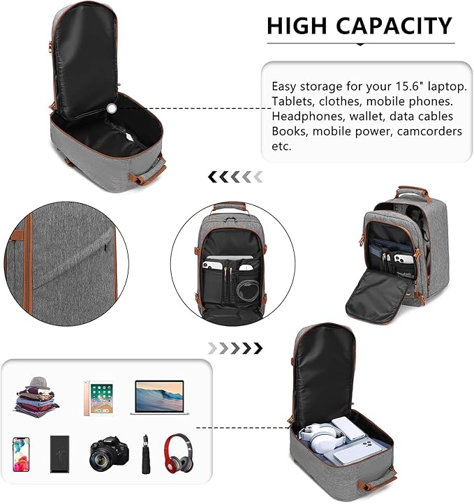 Kono Carry on Backpack, Waterproof Lightweight Daypack - Image 3