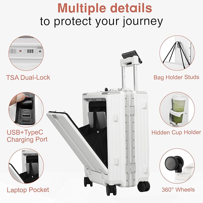Carry On Luggage 22x14x9 Airline Approved Aluminum Frame, 20 Inch Hard Shell - Image 3