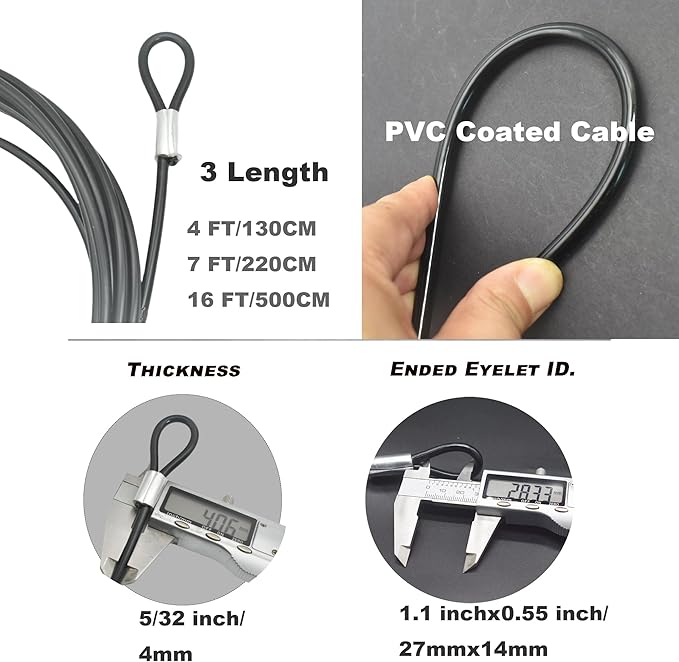 4FT 4mm Stainless Steel Outdoor Travel Security Cable Lock, Braided Steel - Image 2
