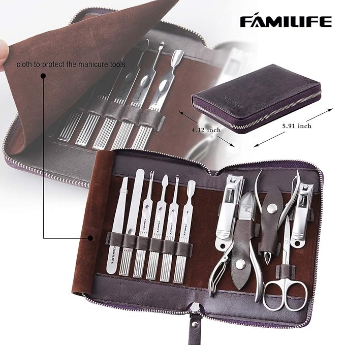 FAMILIFE Manicure Set, Nail Clippers Set Professional Manicure Kit 11 in 1 - Image 3