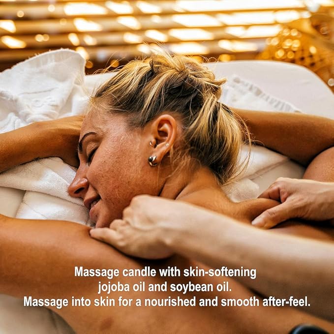Massage Oil Candle, Romantic Gift SPA Use Home Scented Candle Body Oil, Ultra Hydrating Body Care with Soybean Oil, 4.5oz (Chamomile Lavender)