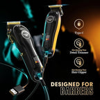 SUPRENT Professional Hair Clippers for Men, Cordless Hair Cutting Kit, Barber Clippers & Zero-gapped Trimmer Combo with Type-C Rechargeable, Titanium Plated Ceramic Blade(Black)