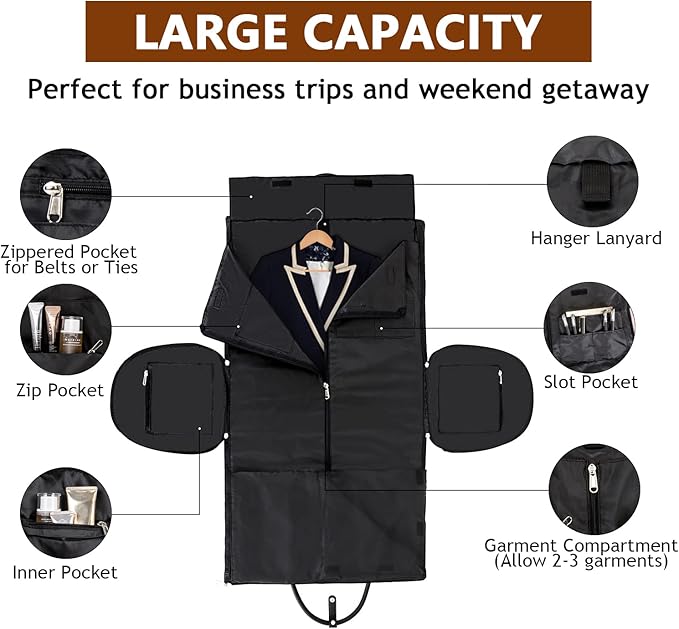 Garment Bag for Travel Convertible Carry On Garment Bag Large Travel Duffel - Image 4
