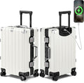 Krute Aluminum Frame Carry On Luggage 20 Inch Zipperless Luggages USB Charger by Krute