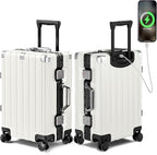 Krute Aluminum Frame Carry On Luggage 20 Inch Zipperless Luggages USB Charger by Krute