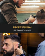 GLAKER Hair Clippers for Men,Professional Mens Hair Clippers Cordless Clippers for Hair Cutting,Precision Trimmer Kit Zero Gap Trimmer with LED Display 15 Guide Combs (Black+Gold)