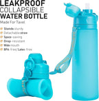 TakeToday Collapsible Water Bottles 20oz, Leak Proof, Foldable Silicone Travel - Image 2