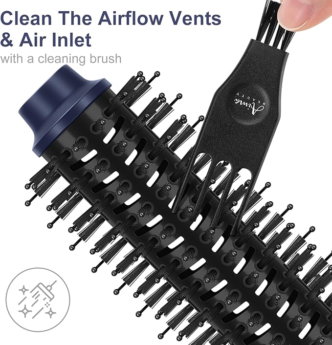 Hair Dryer Brush, Aima Beauty 4-in-1 Upgrade Hot Air Straightener Curler Function for Women, Hair Styling Tools, Prussian Blue-Round