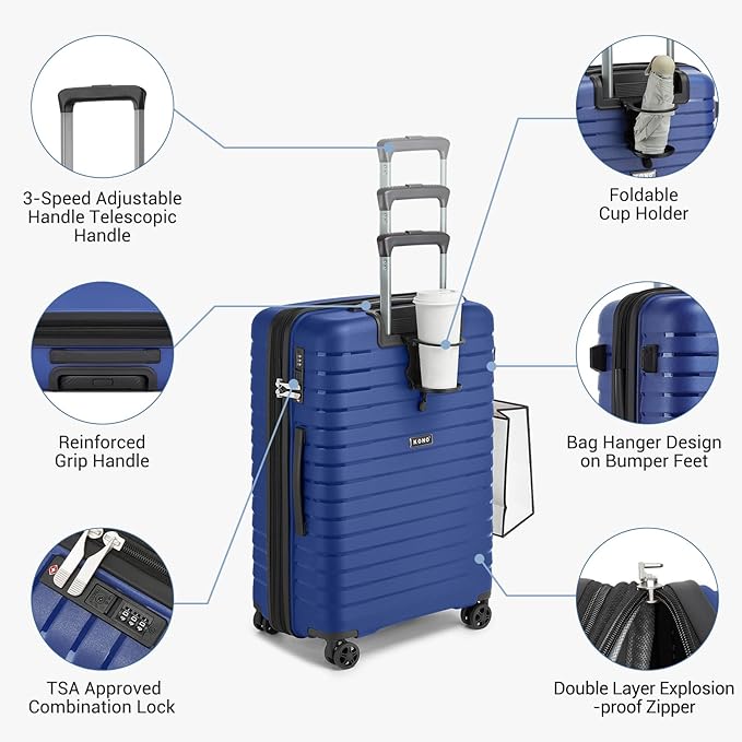 Kono 20 Inch Expandable Carry On Luggage - Image 5