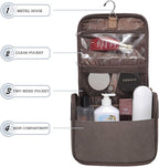 Hanging Toiletry Bag for Men VANCASE Vintage Leather Shaving Dopp Kit Medium - Image 3