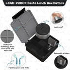 Kids Bento Lunch Box with 8oz Soup Thermo, Kids Leakproof Lunch Food Containers - Image 7