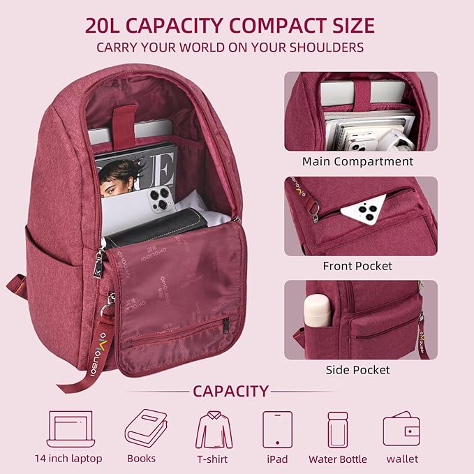 OMOUBOI 14 inch Travel Laptop Backpack - Image 4