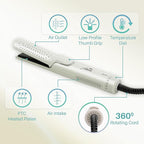 Asani 360° Airflow Styler - 2-in-1 Professional Curling Wand & Hair Straightener - Flat Iron Curler with Cooling Fan, Air Vents - Crimper Styling Tool for Volume & Curls - for All Hair (Pearl White)