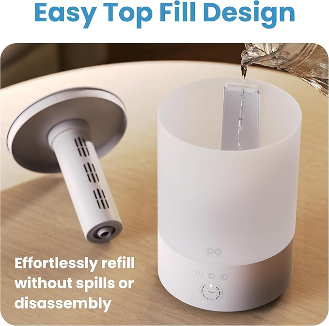 Everlasting Comfort 2.5L Top Fill Humidifiers for Bedroom - Quiet Easy to Fill & Clean, 24HR Runtime, Night Lights, Timer, Ultrasonic Cool Mist Humidifier, Auto Shut-Off, Essential Oil Diffuser