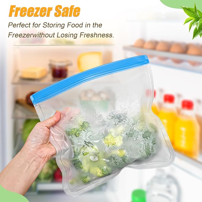 30 Pack Reusable Silicone Food Storage Bags, 4 Size Leak proof Dishwasher Safe - Image 6