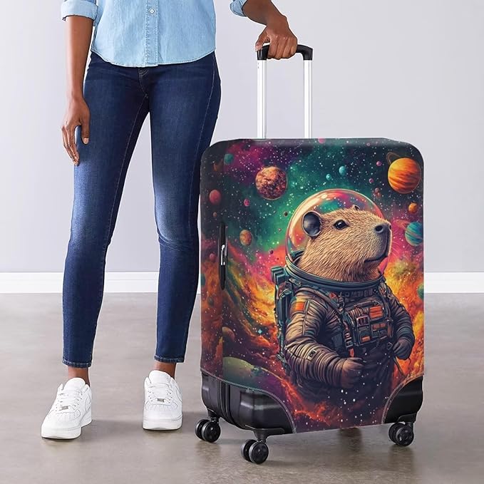 Cute Capybara Suitcase Cover Fit 30-32 Inch Anti-Scratch Washable Spandex - Image 4