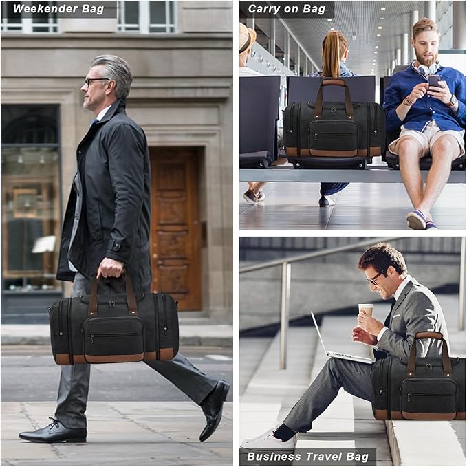 Litvyak Duffle Bag for Travel, 50L Canvas Travel Duffel Bags Overnight Weekend - Image 2