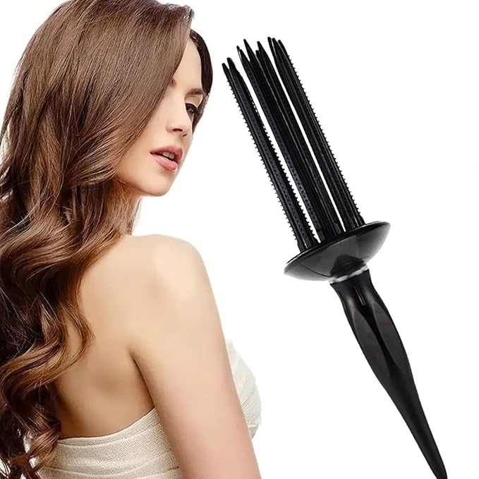Practical Round Curling Comb Curl Defining Brush Hair Styling Tool for Women for Perfect Hairstyles for Casual Wear or Special Events (black)