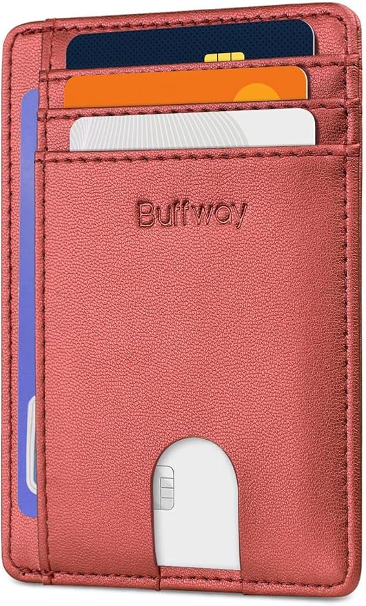 Buffway Slim Minimalist Front Pocket RFID Blocking Leather Wallets by Buffway