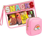 2 Pcs Snack Pouch Chenille Letter Clear Zipper Snack Bag, Nylon Snack Pouch - Image 8