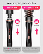 5 in 1 Curling Iron & Thermal Brush Set with 4 Interchangeable Ceramic Barrels (0.35”-1.25”) Fast Heat Dual Voltage Travel Hair Tools Birthday Gift for Women - Hair Curler Wand Kit for Curls & Blowout