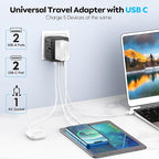 JMFONE Universal Travel Plug Adapter 5 in 1 Charger, European Travel Plug - Image 2