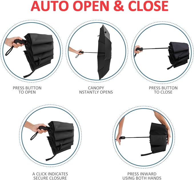 Liberty Imports 3 Pack Windproof Travel Rain Umbrellas - Image 2