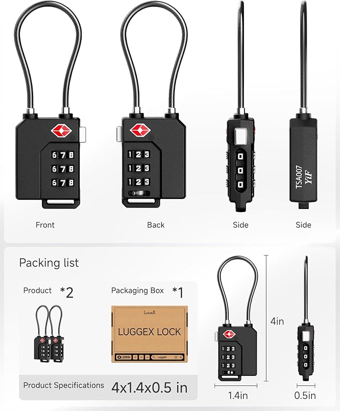 LUGGEX TSA Locks for Luggage, Suitcase Locks TSA Approved, Luggage Locks - Image 9
