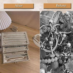 Necklace Organizer Box with Clear Lid, Dustproof Velvet Jewelry Holder Storage - Image 6