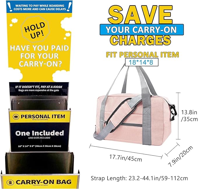 For Spirit Airlines Personal Item Bag 18x14x8 in Underseat Carry-on Luggage - Image 3