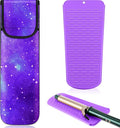 Shappy 2 Pcs Heat Resistant Hair Tools Bag Curling Iron Travel Case Cover Neoprene Flat Iron Holder Travel Case and Silicone Mat Pouch for Hot Hair Tools Storage Organizer(Starry Sky)