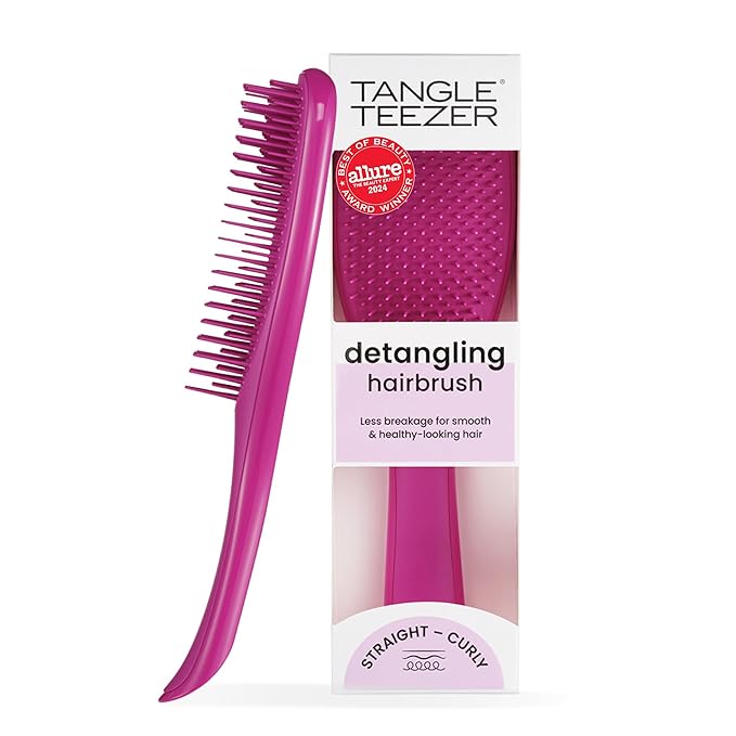 Tangle Teezer Ultimate Detangler Brush for Wet & Dry Hair, Eliminates Knots & Reduces Breakage for Straight to Wavy Hair Types, Electric Raspberry