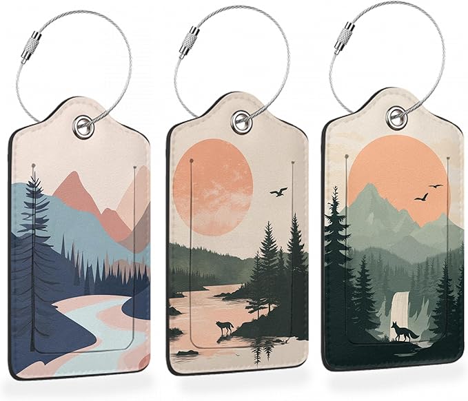 Mystic Wolf Sunset 3 Pack Luggage Tags by Losthll