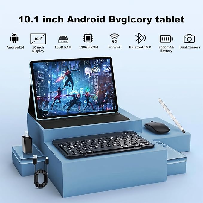 Android 14 Tablet with Keyboard，16GB RAM 128GB ROM 1TB Expand, 8000mAh Battery - Image 2