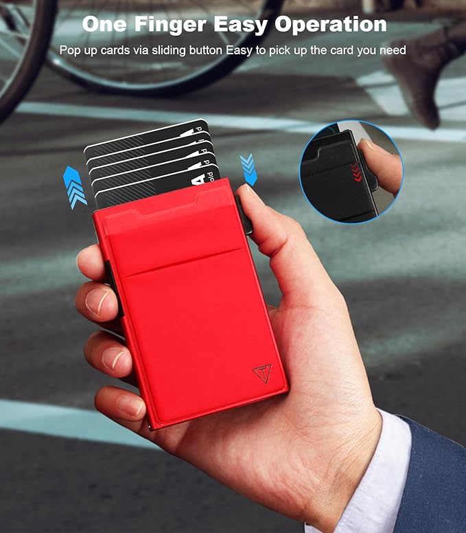 Minimalist Metal wallet, RFID Blocking Smart Pop Up Card Wallet 6-12 Cards - Image 2