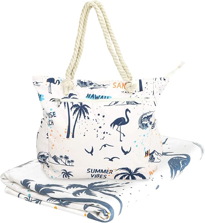 Beach Bag Spacious Shoulder Tote Travel & Gym Bag w/Multiple Pockets & Strong by Raytix