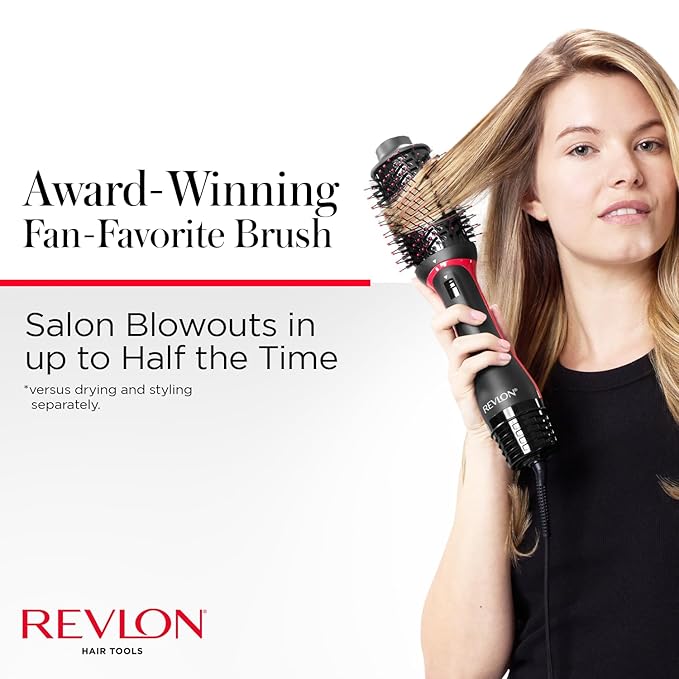 REVLON One Step Volumizer PLUS, Blow Dryer Brush for Fast Salon-Style Blowouts, Revlon Blow Dry Brush with Hair Dryer function, Plus Travel Friendly (Black)
