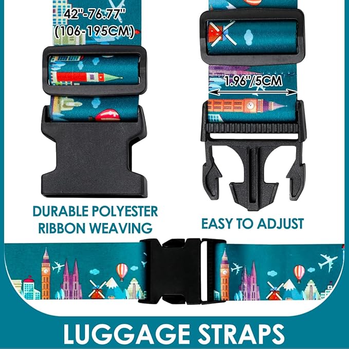 Adjustable Travel Luggage Strap Suitcase Belt Travel Bag Accessories 1.96 in W - Image 5