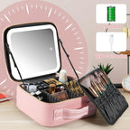 Makeup Travel Train Case with Mirror LED Light 3 Adjustable Brightness Large - Image 2